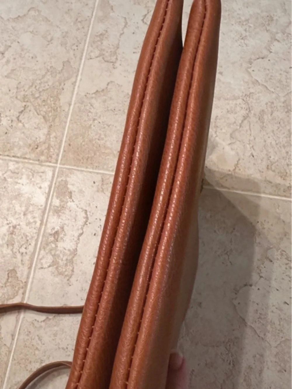 Tan Leather Messenger Bag with Studded Flap